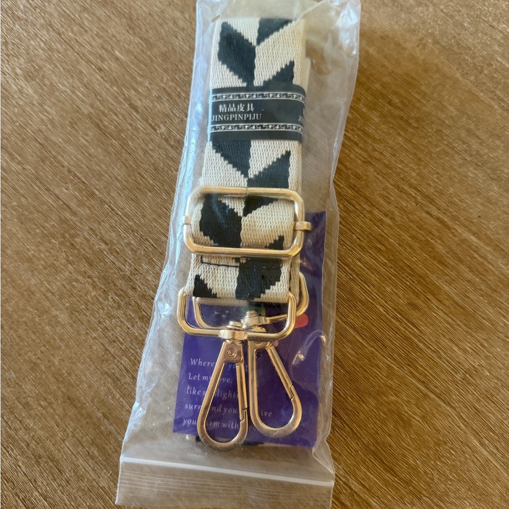 Geometric Patterned Purse Strap with Gold Hardware-NEW
